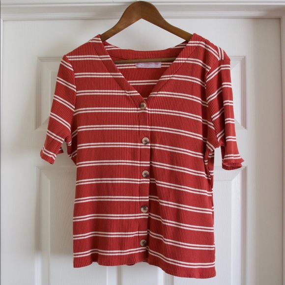 No Boundaries Tops - Striped button up blouse